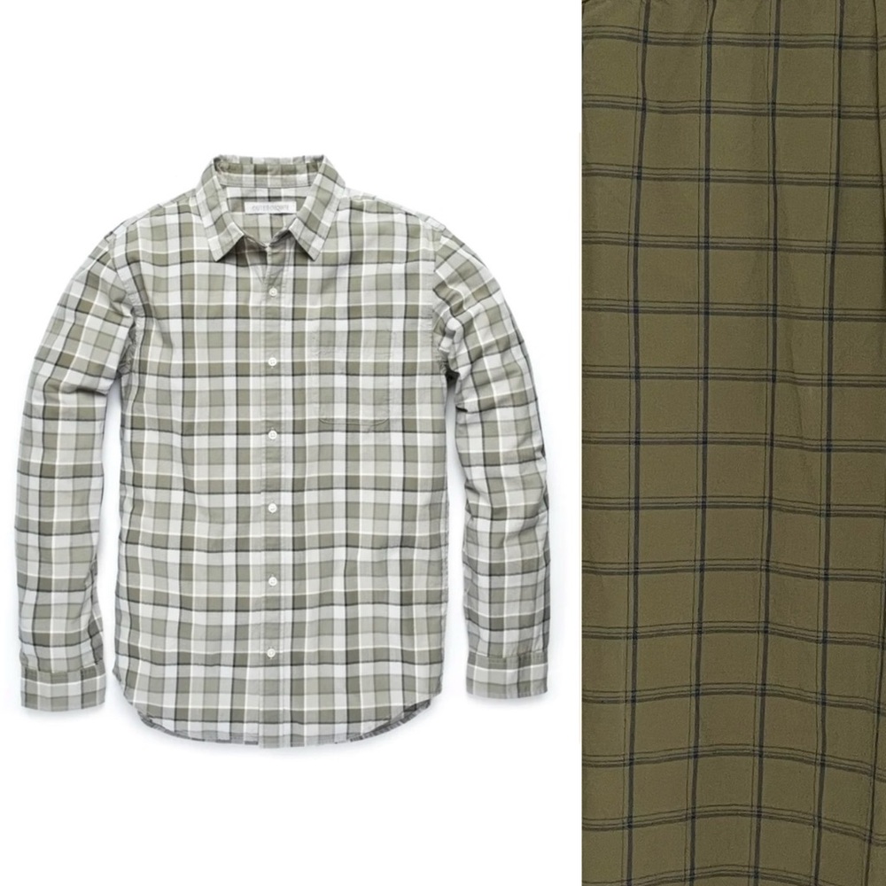 Outerknown Organic Cotton S.E.A. Shirt Olive Plaid Size L Button Down Mens.   20